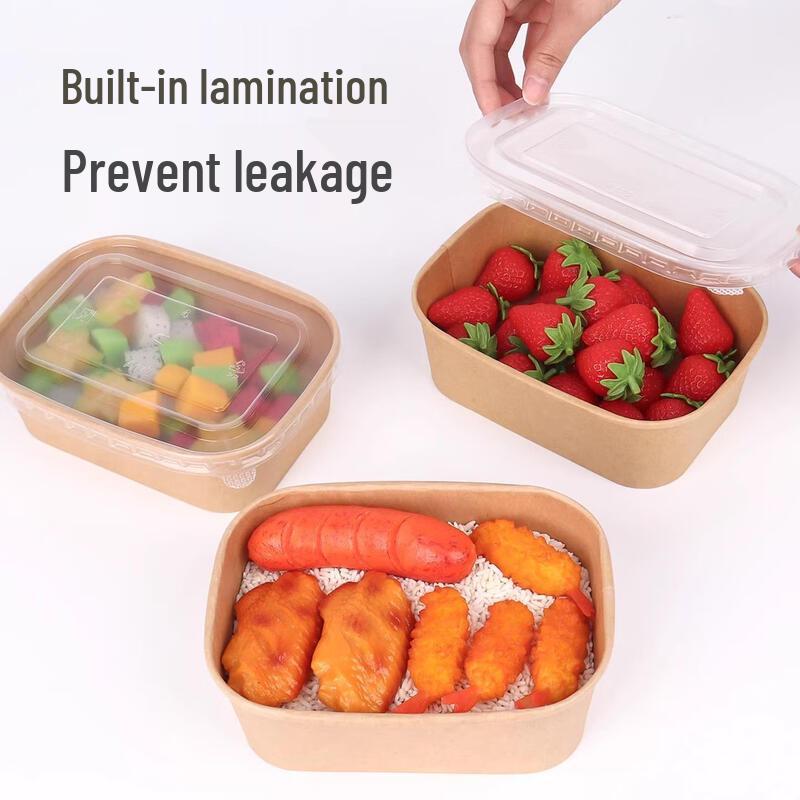 ZLIII 1000ml Rectangular Kraft Paper Takeaway Containers