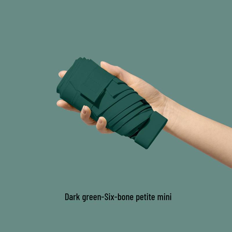 Flat Five-Fold Thickened Umbrella: Compact Sun & Rain Protection with UV Protection for Students & Girls.