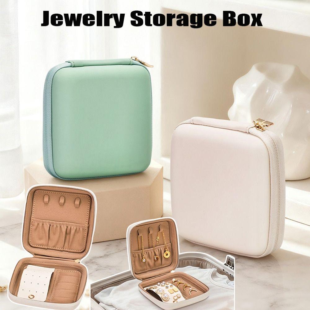 Earrings Ring Necklace Storage Jewelry Storage Box Zipper Jewelry Case  Travel Organizer