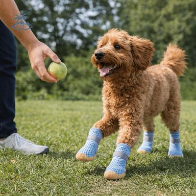 Adjustable Dog Mesh Shoes Wear Resistant Breathable Reflective Dog Boots Comfortable Soft Sole Pet Paw Protector Spring Summer
