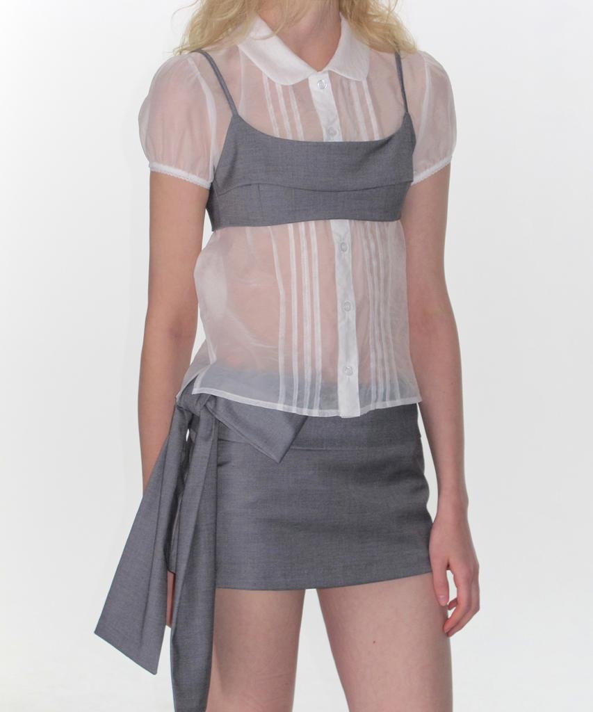 Crank Ribbon Micro Skirt_Gray