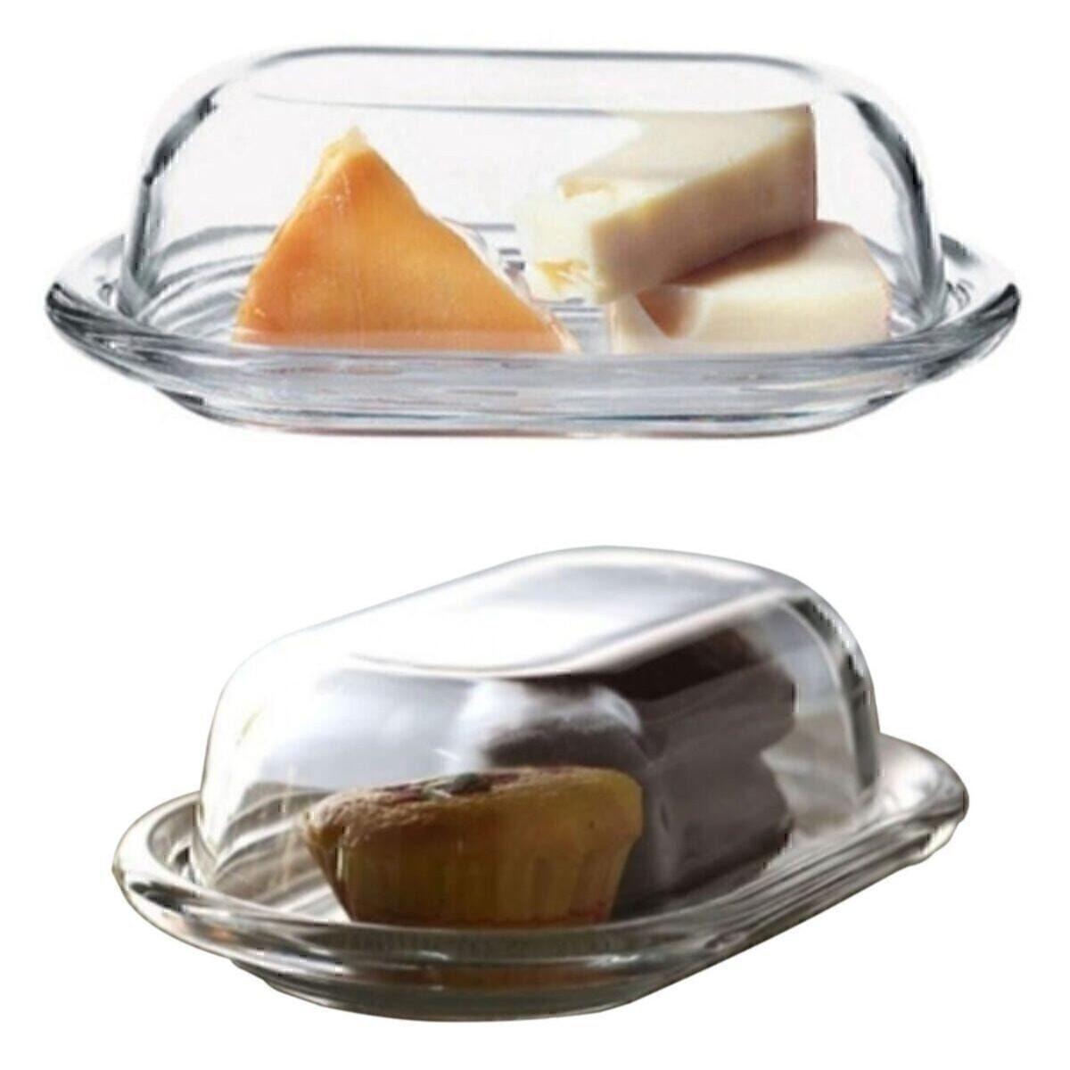 

2 Pieces 4 Pieces Glass Basic Butter Container with Lid Cheese Butter Breakfast Storage Presentation Container Standart білий