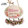 Customizable Home Address Sign Welcome for Front Door, Entrance Door Plate, Pastoral Natural Wood Plate Wooden Hanging Plaque Outdoor Wall Decor