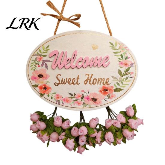 Customizable Home Address Sign Welcome for Front Door, Entrance Door Plate, Pastoral Natural Wood Plate Wooden Hanging Plaque Outdoor Wall Decor
