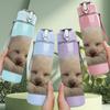 1PC Lying Down Fluffy Puppy 750ml Color Plastic Sports Water Bottle Leakproof Flip Straw Lid Suitable for Sports Office Home Use