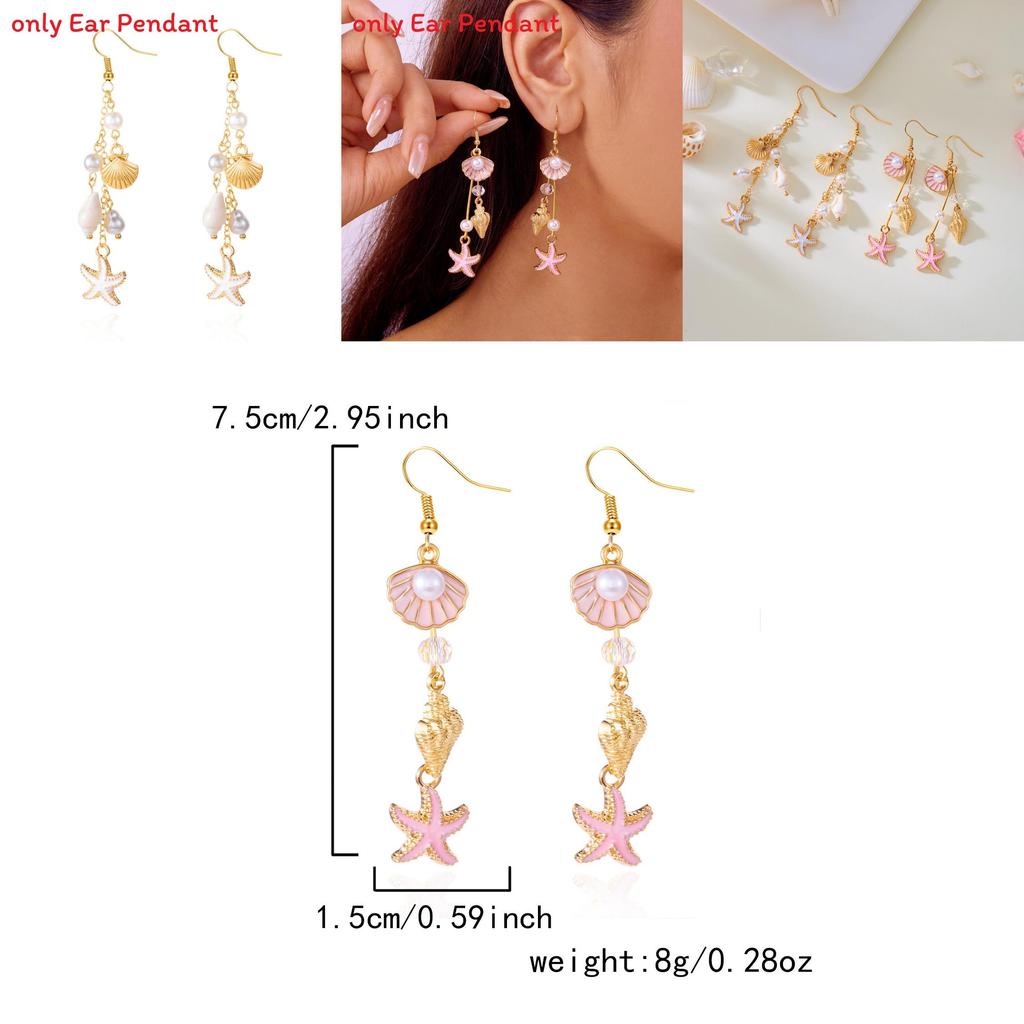 Pearl Shell Geometric Earrings With Electroplated Finish For Summer Beach Fashion