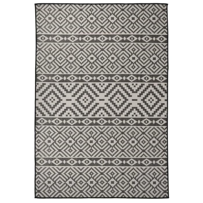 VidaXL Tapis à tissage plat d'extérieur 160x230 cm Rayures noires