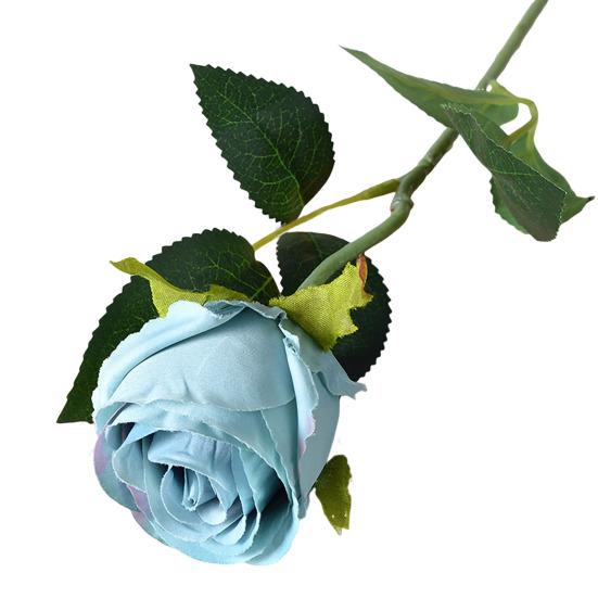 Künstlicher Rosenzweig mit Stiel, grüne Blätter, für Zuhause, Hochzeit, Party, Kunstblumen, Blumenarrangement, für drinnen und draußen, Gartendekoration, Foto-Requisiten