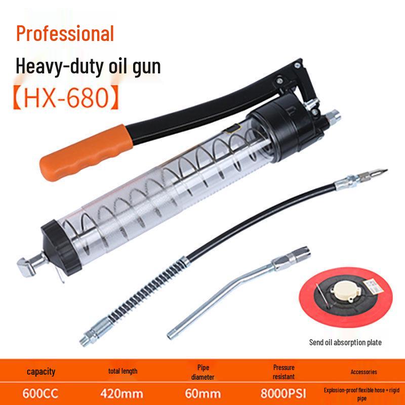 Pistolet à graisse transparent haute pression de qualité industrielle pour l'entretien d'excavatrice