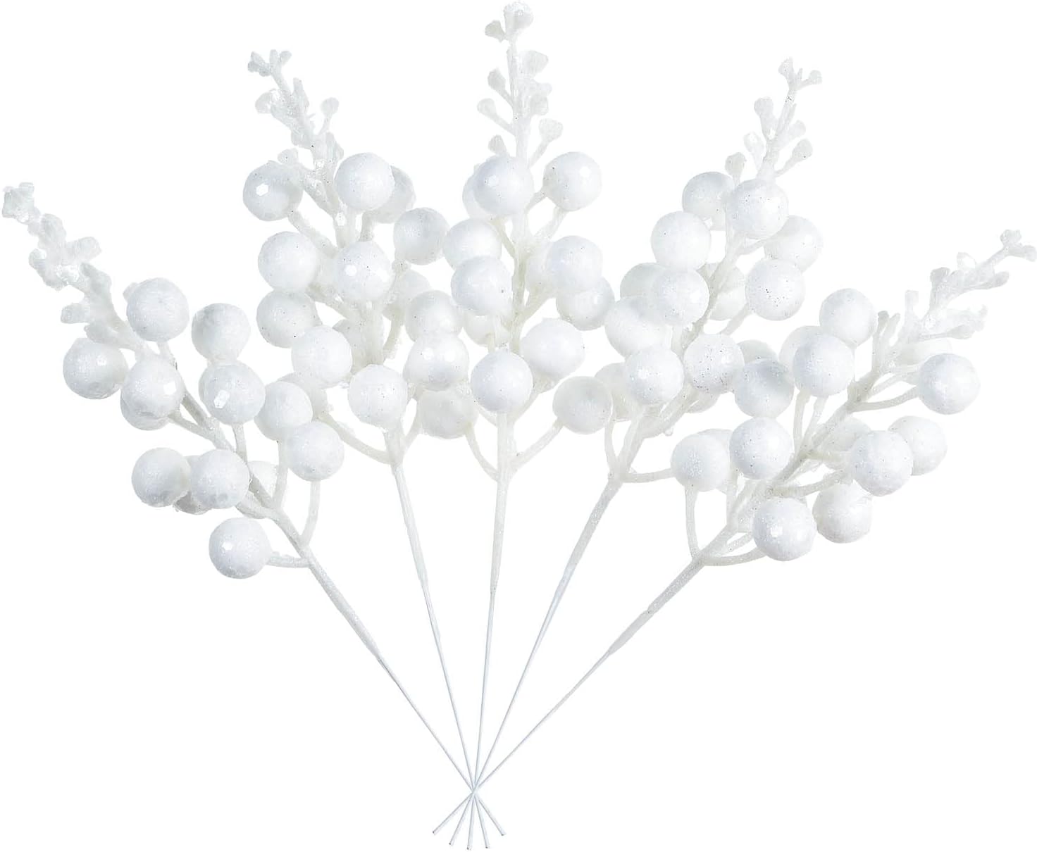 

16 шт. Рождественские блестящие ягодные стебли, 8 искусственные рождественские пики, заснеженные ягодные стебли для рождественских елочных украшений, DIY рождественский венок, поделки, праздник белый