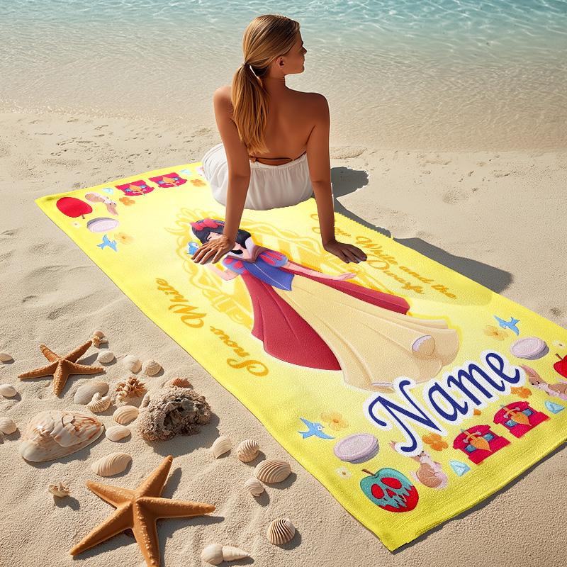 Custom Name Princesses' Night Stylish Digital Printing Beach Towel Quick‑Drying Absorbent Blanket for Beach Pool Gym Travel