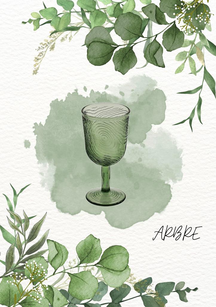 Wine Glass Wood Slice Pattern Arbre Green Design