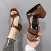 New Women Summer Slippers, Casual T Fashionable and Versatile Solid Color Thick Heel Roman San Dals