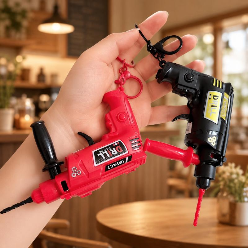 Mini Electric Drill Model Key Rings For Adults Kids Stress Relief Realistic Bag Pendant Key Decor