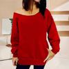 2025 Casual European & American Solid Color Women's Off-Shoulder Sweatshirt