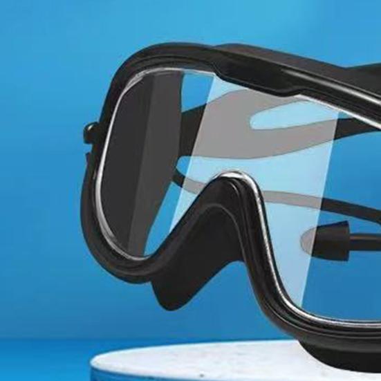 Adults Wide View Swim Goggles with Earplugs Waterproof No Leakage Anti-Fog Men Women Swimming Goggles Diving Snorkeling Equipment