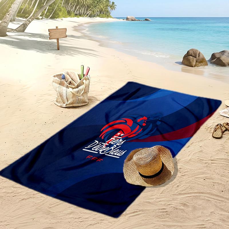 France Football Print Beach Towel Quick Dry Super Absorbent Soft Bath Towel for Swimming Beach Travel Fan Souvenir Gift