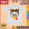 Thanksgiving Turkey Face Leopard Print Glasses Autumn Fall T Shirt Mens Womens Tees Top Men Women Kid
