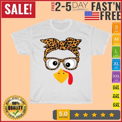 Thanksgiving Truthahn Gesicht Leopardendruck Brille Herbst Herbst T-Shirt Herren Damen T-Shirts Oberteil Herren Damen Kind