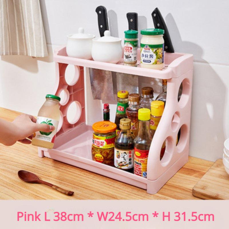 Plastic Double Spice Rack Seasoning Supplies Storage Rack Floor Type Multifunctional Kitchen Utensils Kitchen Shelf