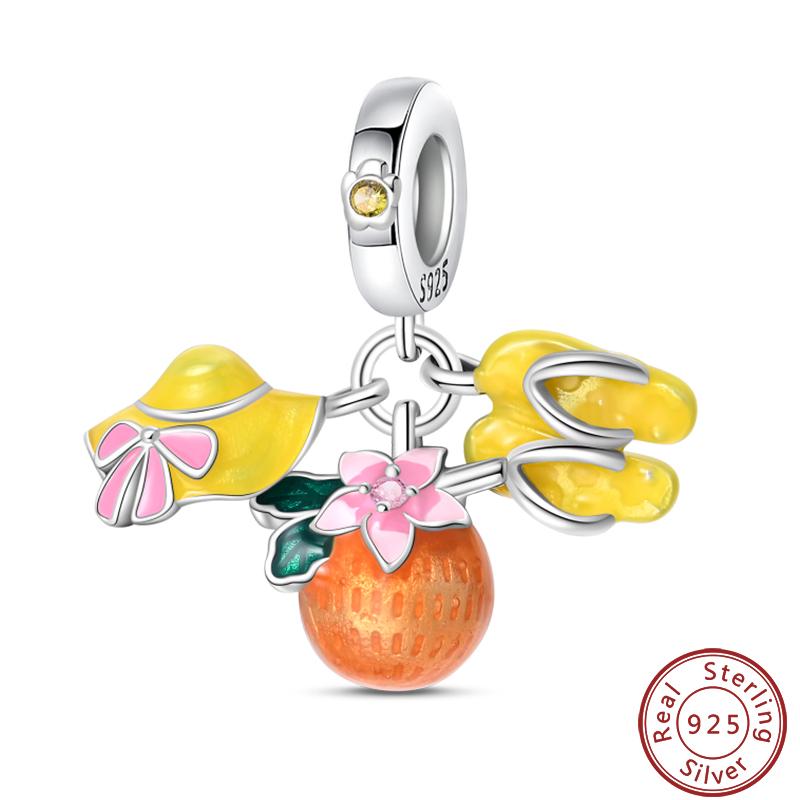 Copper Strawberry Pineapple Avocado Fruit Dessert Series Sweet Charms Beads 3Mm Diy Gift Fine Jewelry