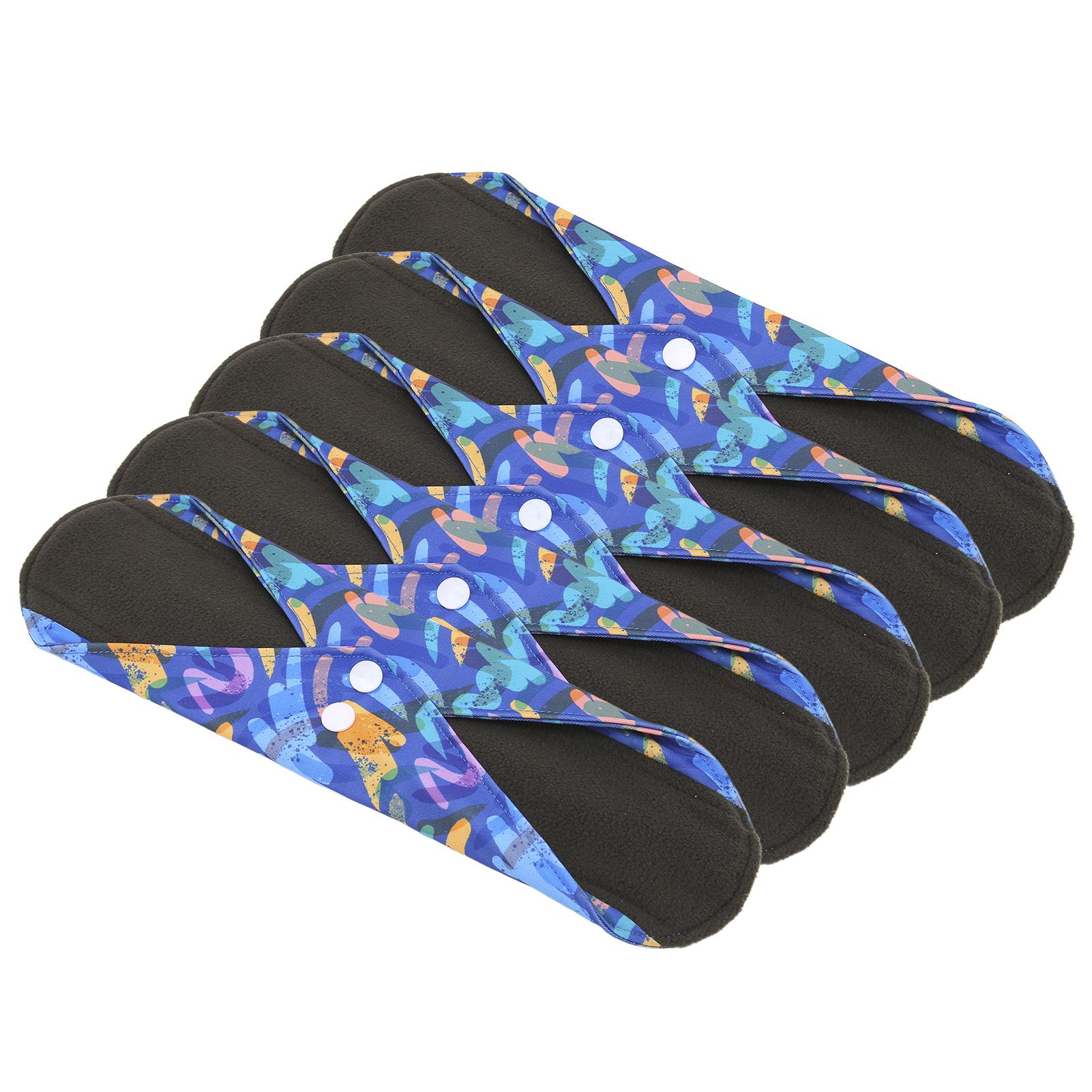 

5 шт. моющиеся менструальные прокладки бамбуковый уголь мягкий печатный изысканный многоразовый гигиенический прокладочный материал для