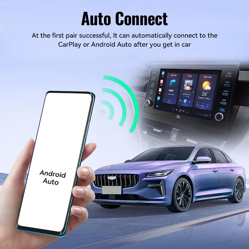 New Wired to Wireless CarPlay  Android Auto 2in1 Mini Adapter WiFi Suitable for 99% of original wired carplay/auto cars Carplay