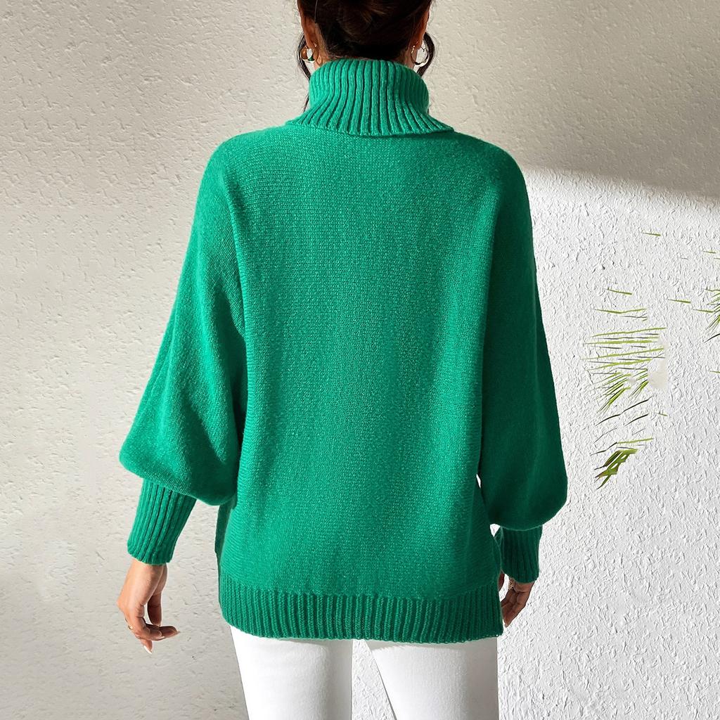 Women's Casual And Fashionable  Long Sleeved Knitted Solid Color Top Sweater