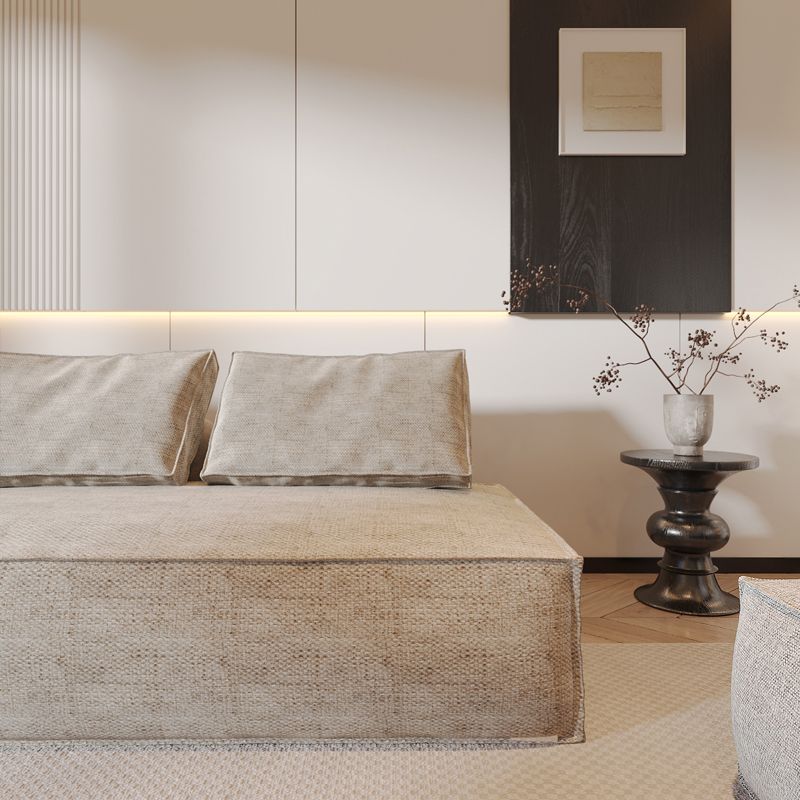 

Square Sofa Cover Tofu Block All Surrounded Fabric Clothing Sofa Slipcover Sets Integrated Cotton and Linen Piedmont Sofa Cover Beige Half bag cushion width 100cm inside half bag