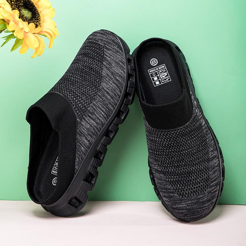 Baotou half slippers new outer wear maternity shoes soft sole large size cotton slippers knitted office