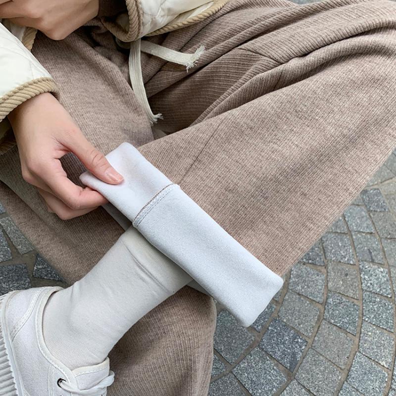 

Модные толстые однотонные повседневные свободные широкие брюки женские осенне-зимние с высокой талией элегантные офисные женские брюки винтажные простые прямые брюки 25680 2XL