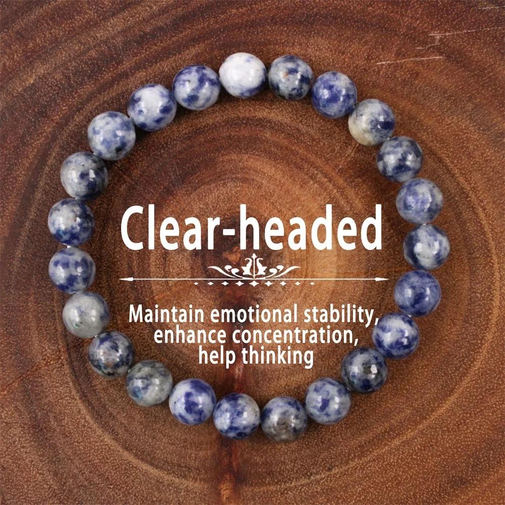 Blue Stripe Agate Bracelet For Women's Men Personality Natural Stone Beaded Bangle Unisex Fashion Energy Jewelry Birthday Gifts