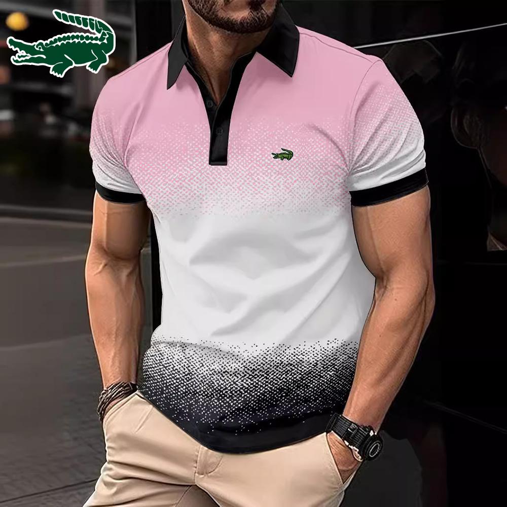 

CARTELO летняя мужская рубашка поло с воротником с резьбой и короткими рукавами и пуговицами с вышивкой, топ большого размера