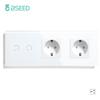 BSEED 1/2/3-fach Touch-Lichtschalter 1/2/3-Wege für Treppenflure plus Steckdose USB-C-Anschlüsse EU-Standard Glaspanel