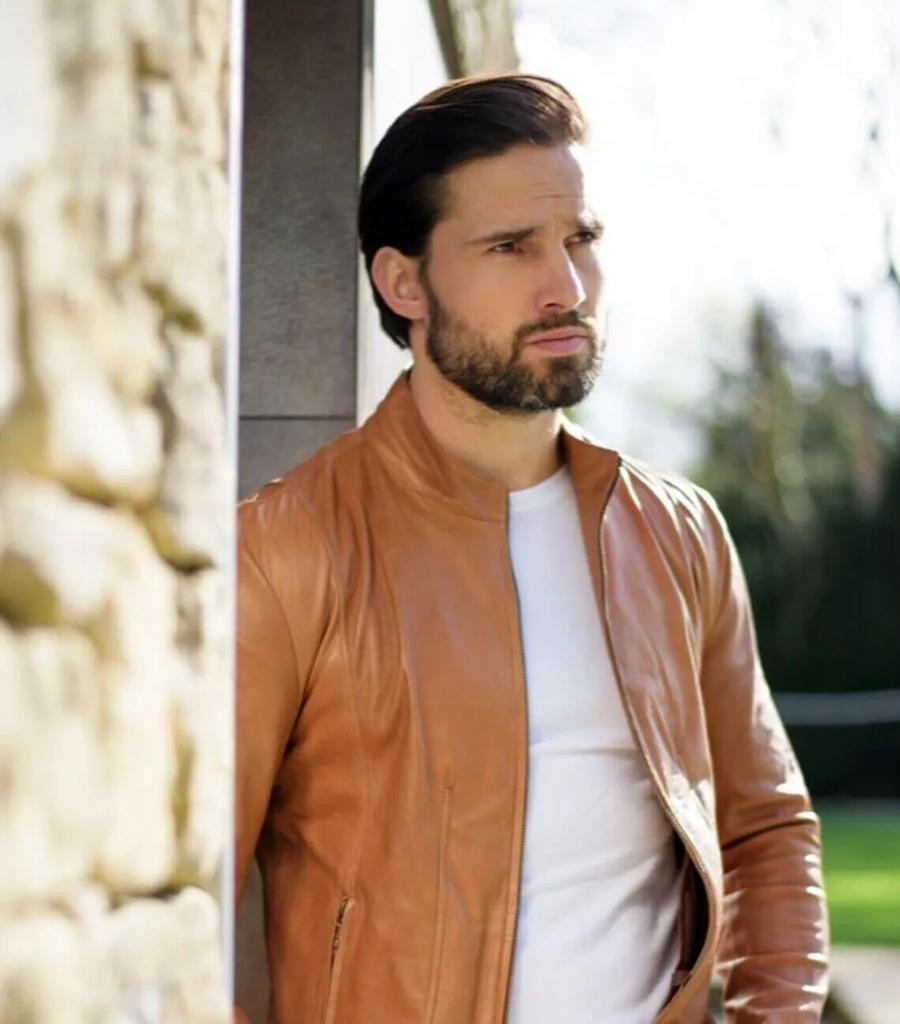 Stylish Hot Genuine Lambskin Biker Handmade Motorcycle Men's Tan Leather Jacket