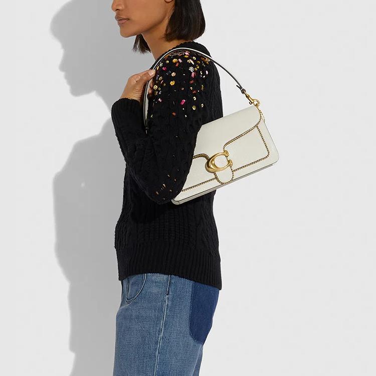 New COACH Tabby Cow Leather Dionysus Envelope Bag, Shoulder Bag, Handbag Women's White 7168-B4HA