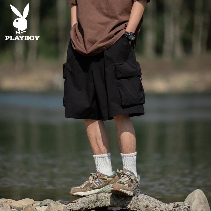 PLAYBOY Men s Multi-pocket Quick-dry Ice Silk Cargo Shorts 3XL