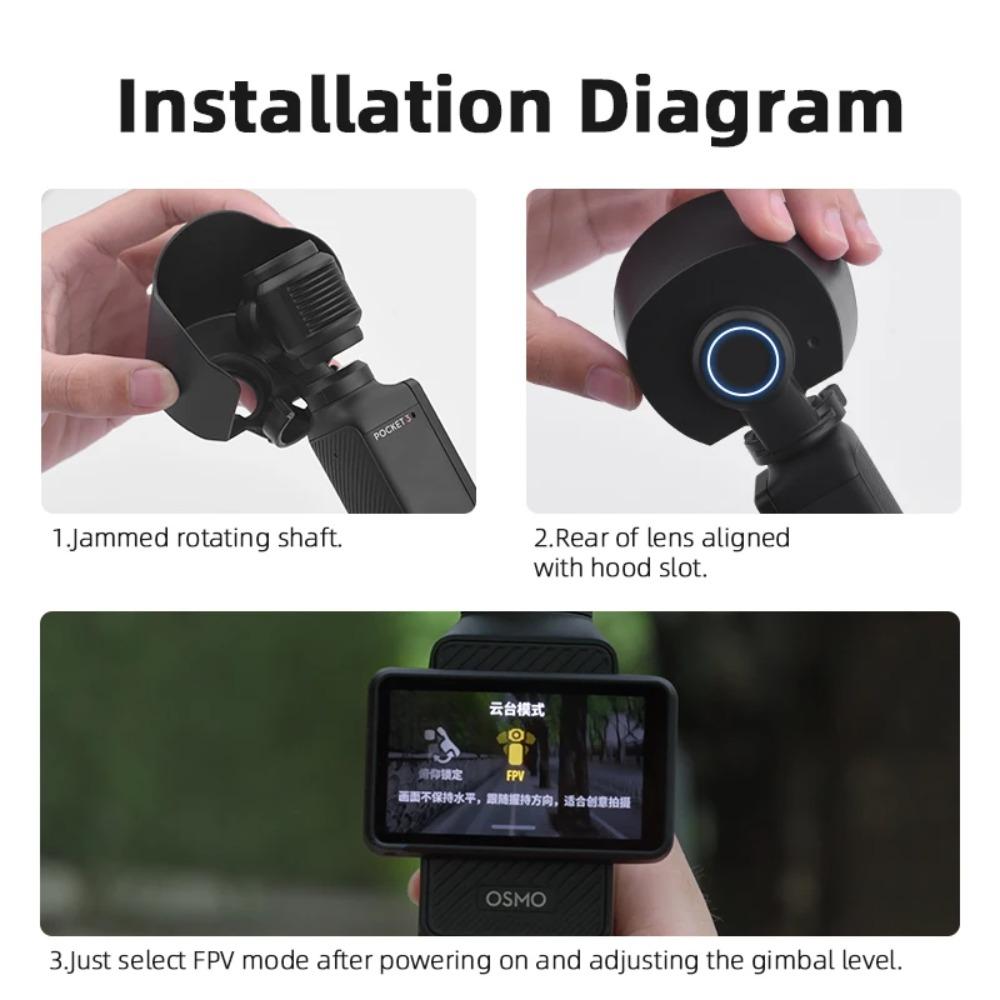 Anti-Glare Lens Sun Hood Sunshade Protector Guard Compatible with DJI Osmo Pocket 3 ABS Handheld Gimbal Camera Accessories