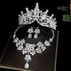 Bridal Crown Three Piece Suit Wedding Crown Tiara Necklace Earrings Korean Super Fairy Wedding Dress Accessories
