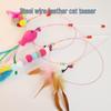 Steel Wire Feather Cat Teaser Stick with Replacement Head Toy for Boredom Relief and Self-Play