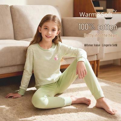 Girls' 100% Cotton Thermal Underwear Set