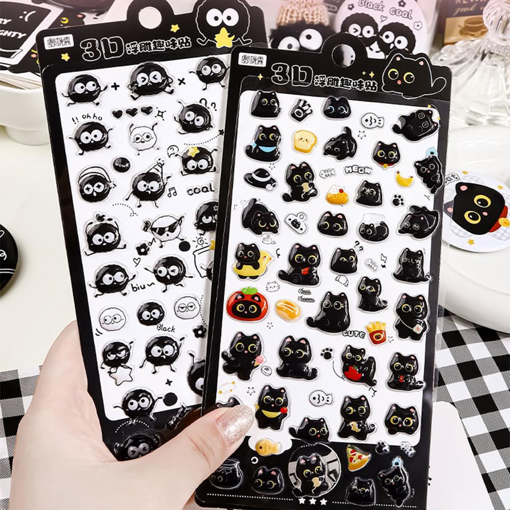 

VOXILFE 3D Sticker Set Cute Animals 2 Sheets DIY Mobile Decoration Memo Pad Embossed PVC Children s Gift