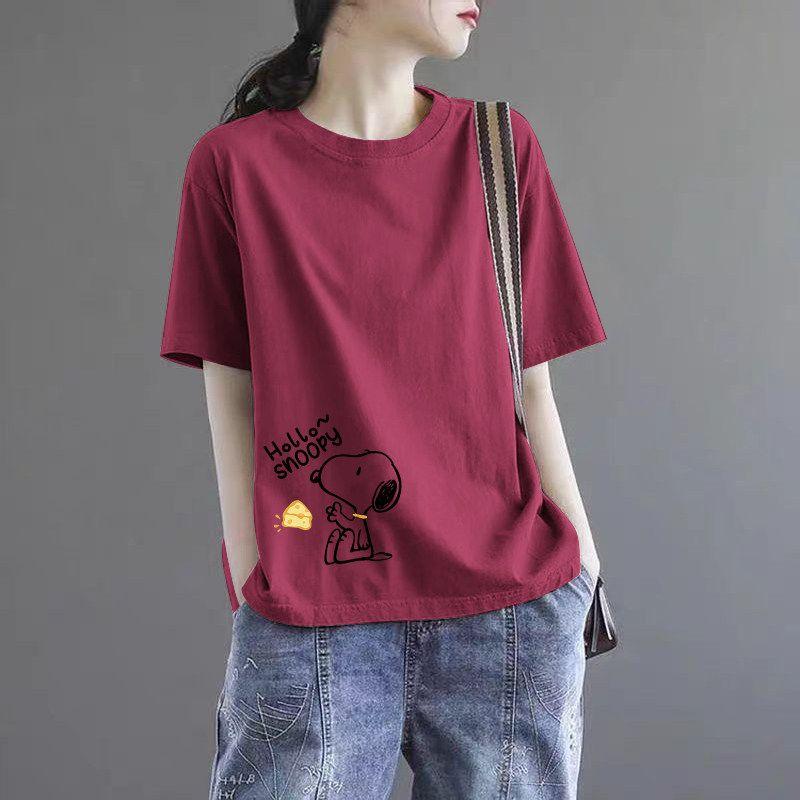 Brand Discount Store Genuine Goods Women Clothes Pure Cotton Short Sleeve Top Plus Size Loose Casual Print Summer T-shirt Tide