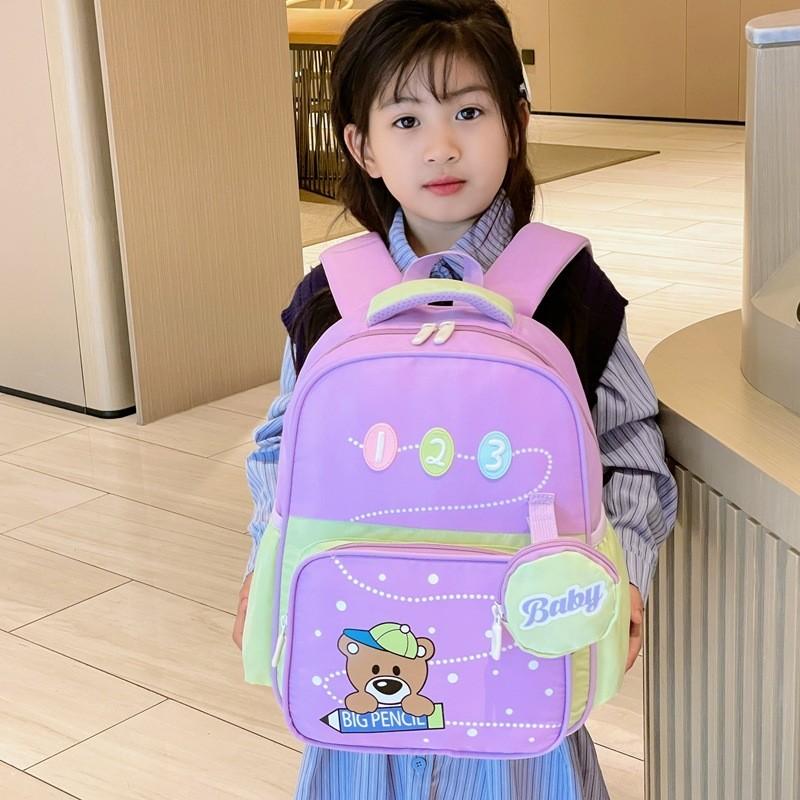 Adorable Cartoon Bear Unisex Kids Backpack Large Capacity Durable Nylon School Bag