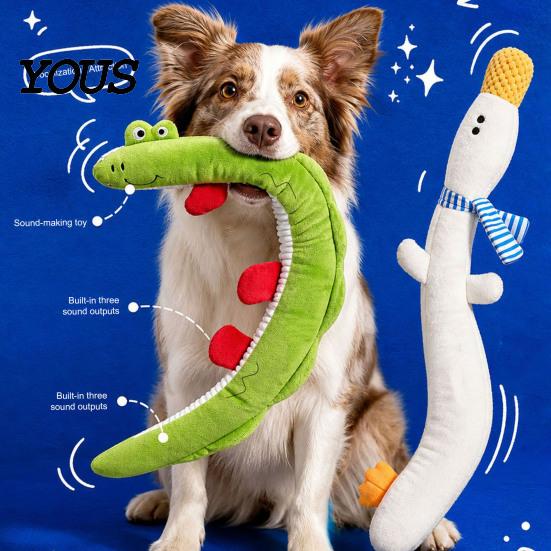 Durable Chew Toys for Small Medium Large Breeds 40 Inch Extra Long Plush Squeaky Dog Toy, Soft Cartoon Crocodile Duck Engaging Sound Paper Puppies