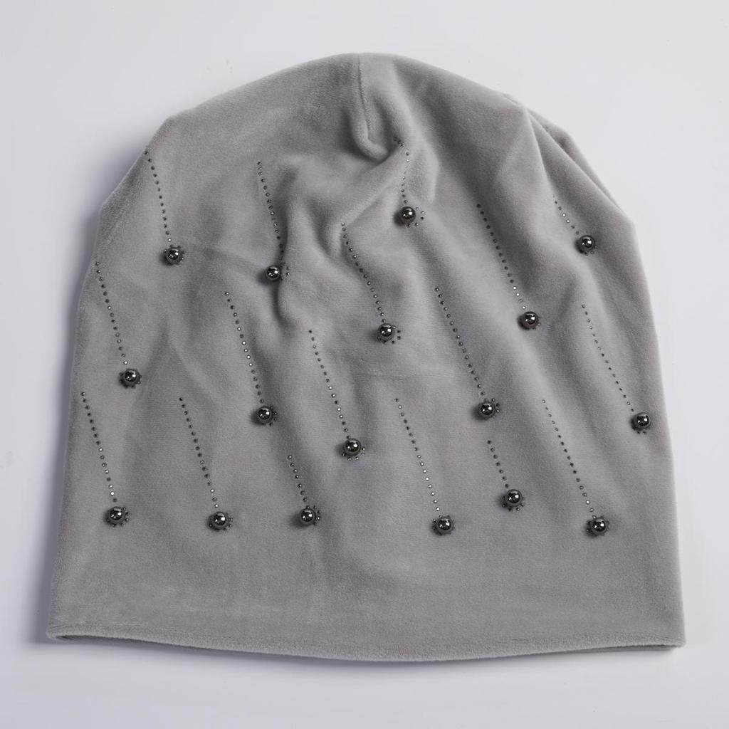 Pull à perles percées à chaud pour femme, polyvalent, Double couche en daim, chapeau de lune chaud, automne et hiver