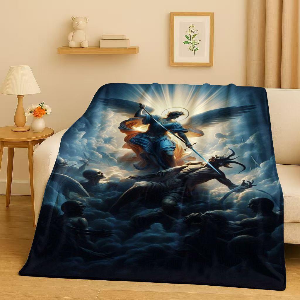 Classic Jesus Virgin Mary Art Flannel Blanket,Ultra Soft Warm Plush Throw for Home Bedroom Bed Sofa Cover Office Travel Gift Kid
