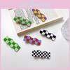 Fashionable Women's Hair Clip With Chessboard Pattern Vintage Style Handcrafted Hair Accessory