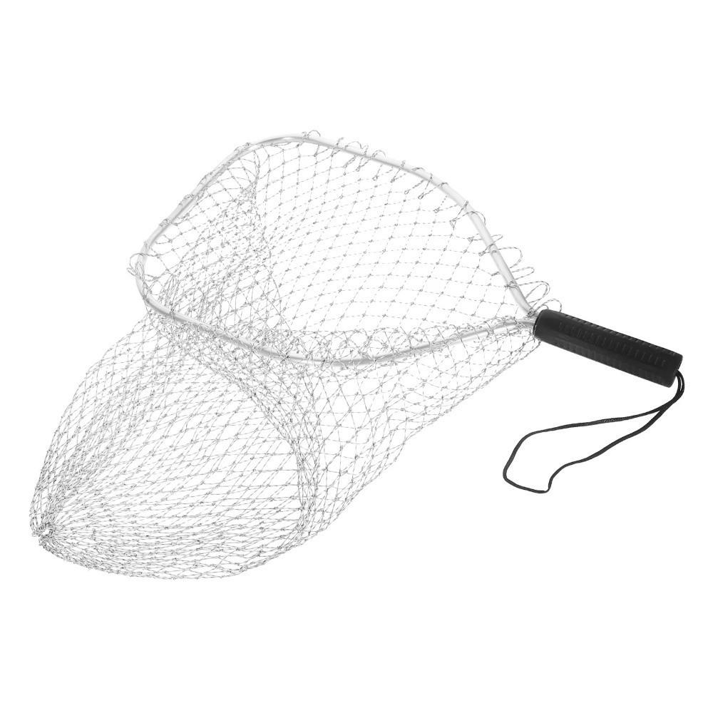 30cm Square Fishing Net Mesh Fishing Landing Net Alloy Material Fishing Catching Basket Anti-hook Large Capacity Portable