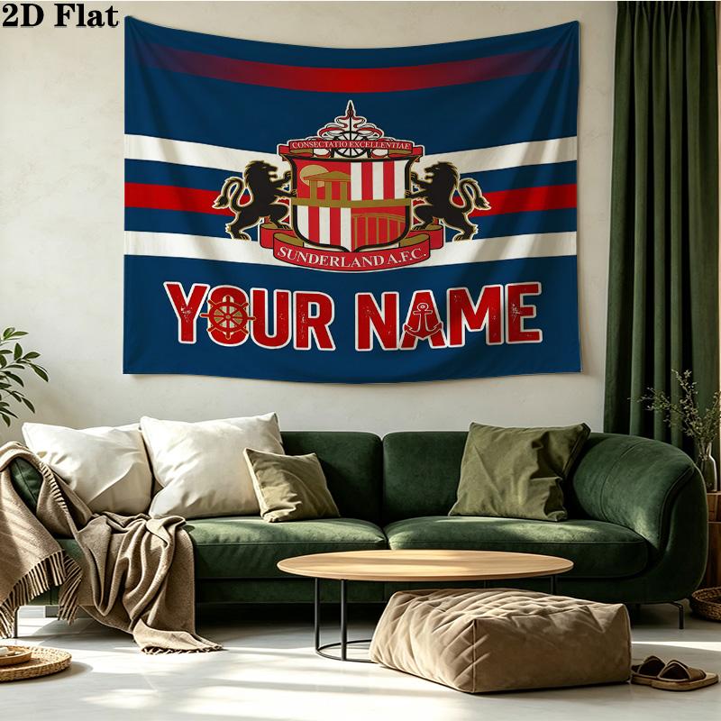 Custom Name Sunderland AFC Printed Tapestry – Wall Hanging for Bedrooms, Dorms, and Home Decor